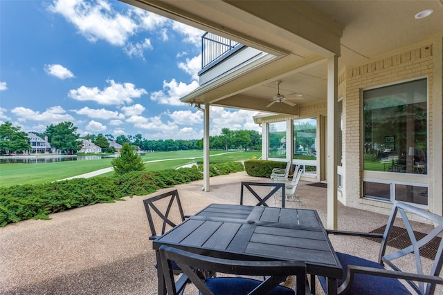 6001 Laurel Valley Ct, Fort Worth, TX 76132 - view of patio featuring view of golf course, outdoor dining area, and a ceiling fan