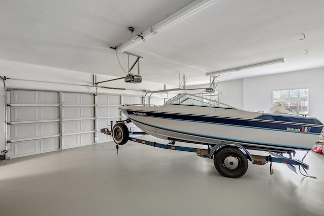 garage with a garage door opener