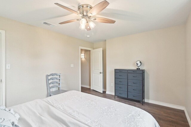 108 N Westlake Dr, Leonard, TX 75452 - bedroom with dark wood finished floors, baseboards, and ceiling fan