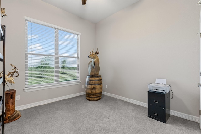 2210 County Road 1104, Cleburne, TX 76031 - misc room featuring plenty of natural light, baseboards, light colored carpet, and ceiling fan