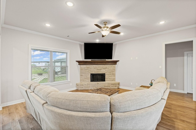 2210 County Road 1104, Cleburne, TX 76031 - living area featuring recessed lighting, light wood-style floors, a ceiling fan, and baseboards