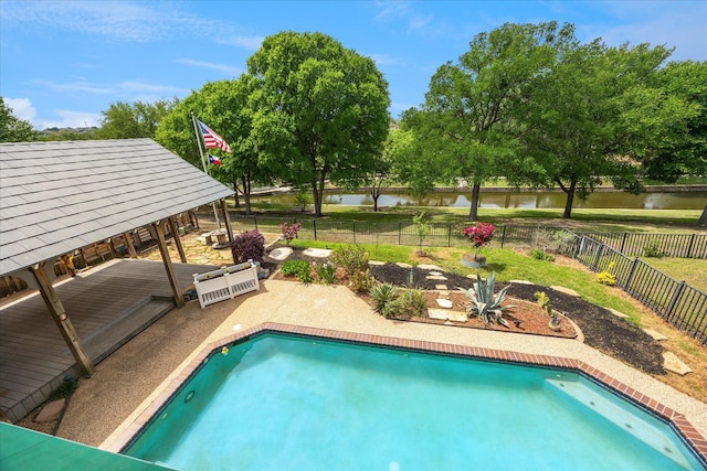 845 Canyon Crest Dr, Irving, TX 75063 - view of pool with a fenced in pool, a fenced backyard, and a water view