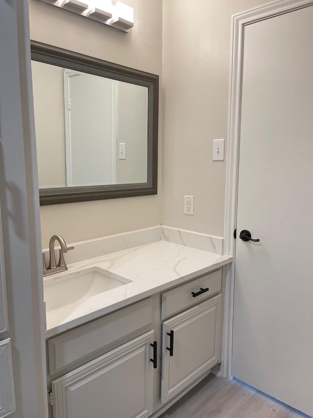 bathroom featuring wood finished floors and vanity