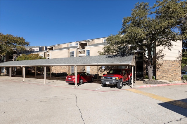 exterior space with covered parking