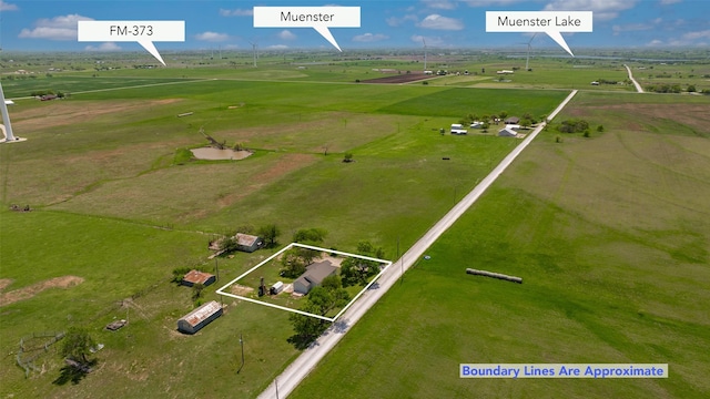 1754 County Road 427, Muenster, TX 76252 - birds eye view of property featuring a rural view