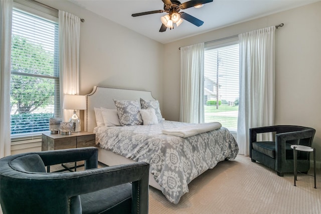 105 Bay Hill Dr, Graford, TX 76449 - carpeted bedroom with multiple windows and ceiling fan