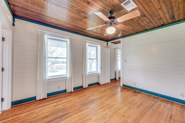 1182 County Road 3025, Bonham, TX 75418 - unfurnished room with wooden ceiling, ceiling fan, wood finished floors, and visible vents