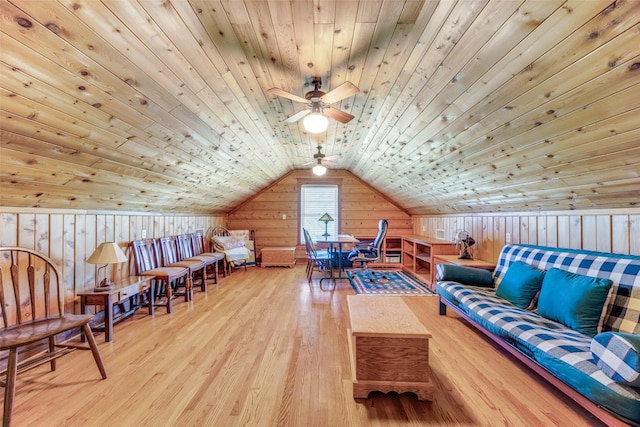 1182 County Road 3025, Bonham, TX 75418 - additional living space with wood ceiling, vaulted ceiling, wood walls, and hardwood / wood-style floors