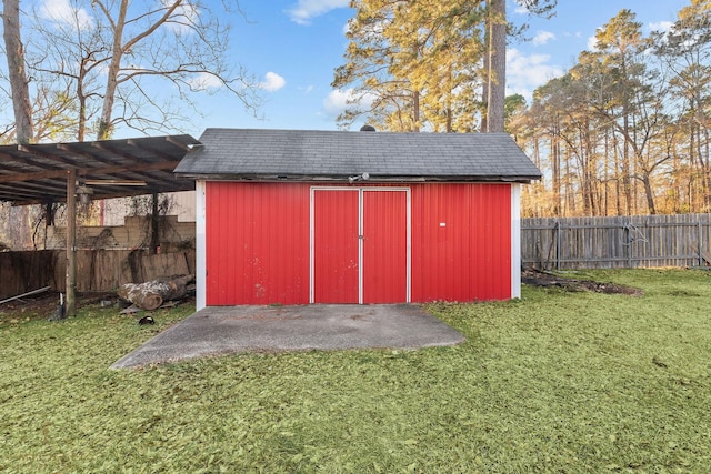 5663 Bretwood Dr, Keithville, LA 71047 - view of shed with a fenced backyard