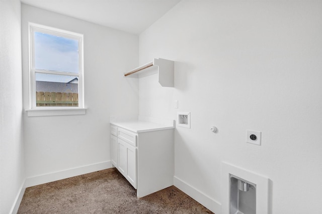 laundry area featuring baseboards, electric dryer hookup, hookup for a washing machine, and gas dryer hookup