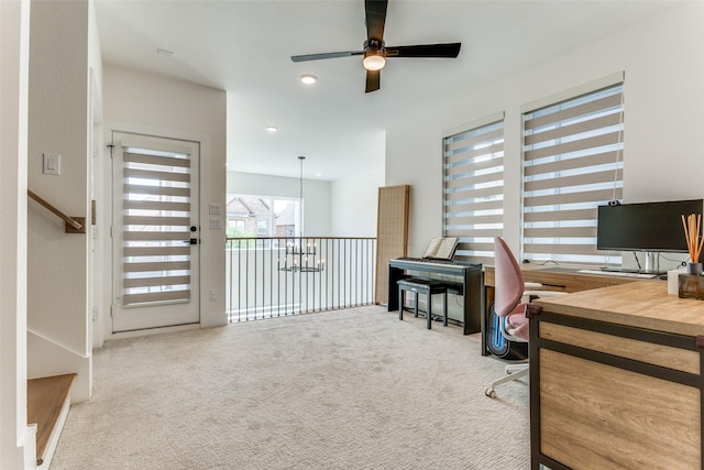7320 Collin Mckinney Pkwy, Mckinney, TX 75070 - office area with carpet, recessed lighting, and ceiling fan