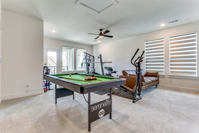 7320 Collin Mckinney Pkwy, Mckinney, TX 75070 - recreation room featuring visible vents, baseboards, pool table, and carpet