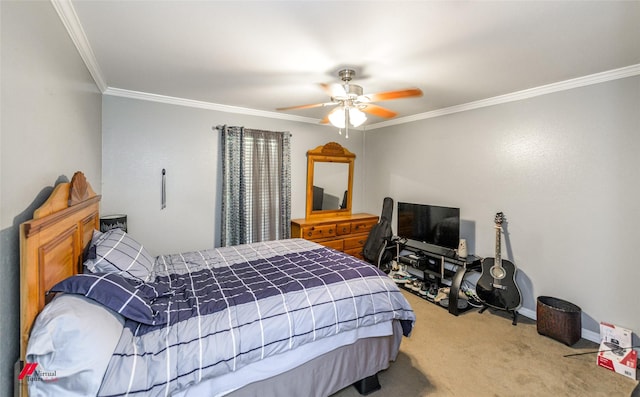 3873 Talton St, Shreveport, LA 71119 - bedroom featuring ceiling fan, carpet floors, ornamental molding, and baseboards