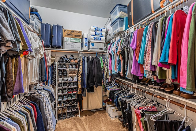 spacious closet with carpet flooring