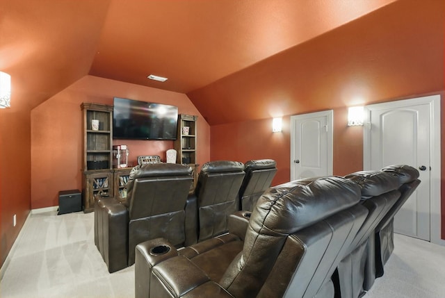 2204 Chipping Campden Rd, Denton, TX 76226 - cinema featuring light carpet and vaulted ceiling