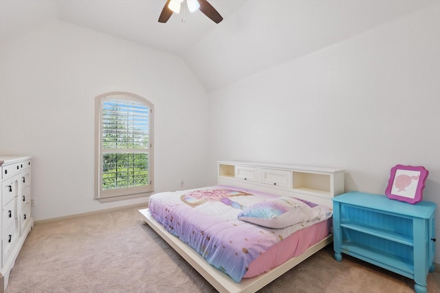 2204 Chipping Campden Rd, Denton, TX 76226 - bedroom featuring carpet floors, lofted ceiling, and a ceiling fan