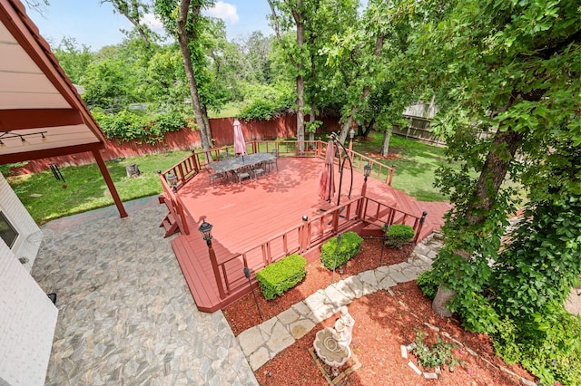 2013 Florence Rd, Keller, TX 76262 - wooden deck with outdoor dining area and a fenced backyard