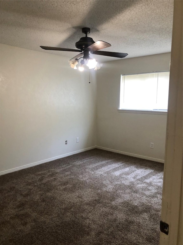 414 Brookview Dr, Desoto, TX 75115 - unfurnished room with baseboards, a ceiling fan, a textured ceiling, and carpet