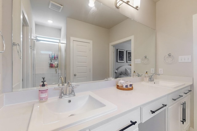 3238 Baehr Dr, Royse City, TX 75189 - bathroom with double vanity, a shower with shower door, and connected bathroom
