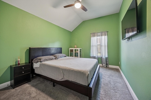 511 Ranchwood Dr, Justin, TX 76247 - bedroom featuring lofted ceiling, carpet floors, baseboards, and a ceiling fan