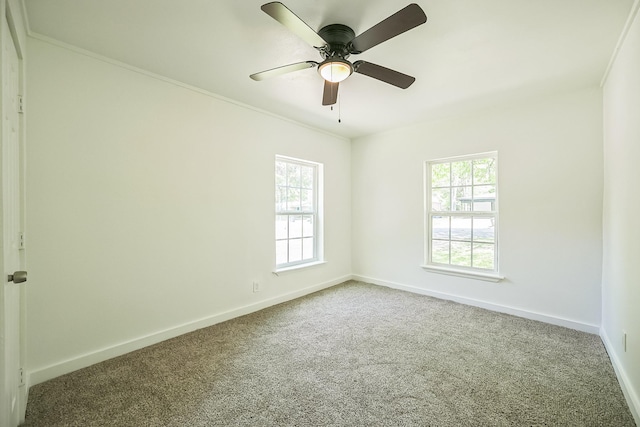 2126 Cedar St, Paris, TX 75460 - carpeted empty room with plenty of natural light, a ceiling fan, baseboards, and ornamental molding