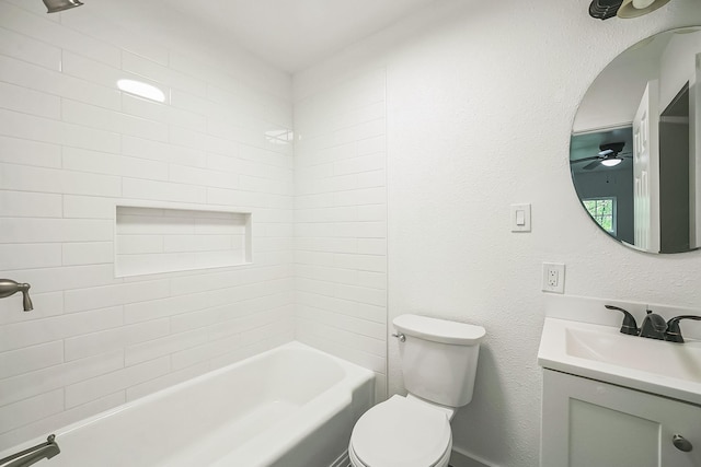 2126 Cedar St, Paris, TX 75460 - bathroom with shower / bathtub combination, toilet, a ceiling fan, and vanity