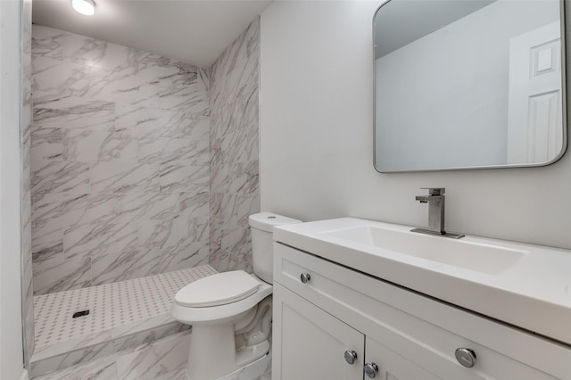 604 N E St, Arlington, TX 76011 - full bath featuring marble finish floor, toilet, vanity, and a stall shower