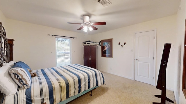 1351 Porter Ct, Granbury, TX 76048 - bedroom featuring visible vents, a ceiling fan, baseboards, and light carpet