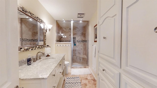 1351 Porter Ct, Granbury, TX 76048 - bathroom featuring recessed lighting, toilet, vanity, and a stall shower