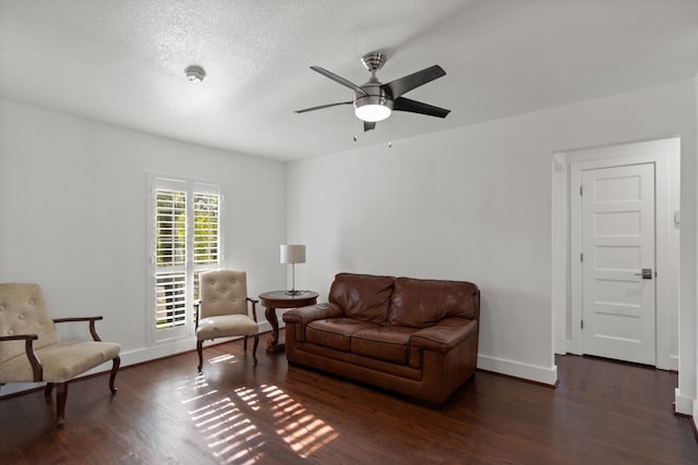 1413 S Waverly Dr, Dallas, TX 75208 - living area featuring baseboards, wood finished floors, and ceiling fan