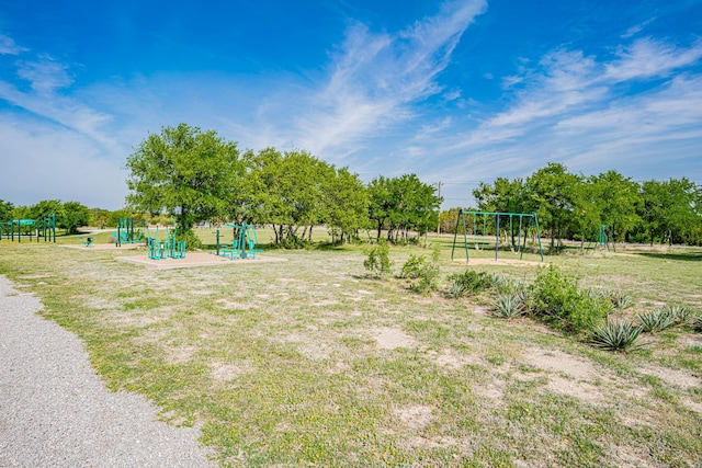 view of yard featuring playground community