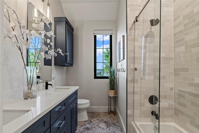 13555 Broken Arrow, Malakoff, TX 75148 - full bathroom featuring toilet, a sink, double vanity, baseboards, and tiled shower