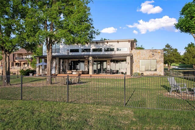 13555 Broken Arrow, Malakoff, TX 75148 - rear view of house with a lawn, a patio, and fence