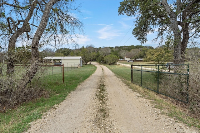 view of road featuring a rural view