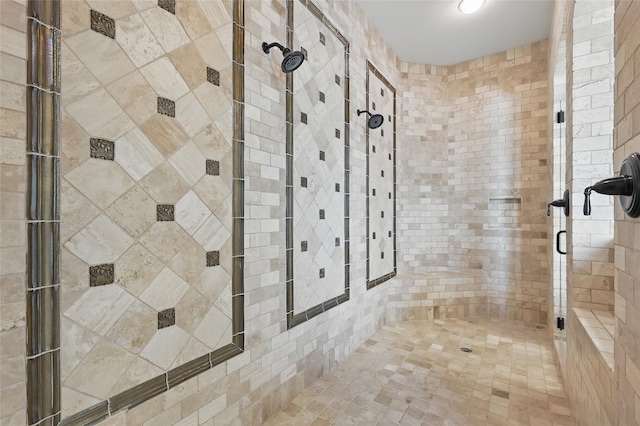 full bathroom featuring a stall shower