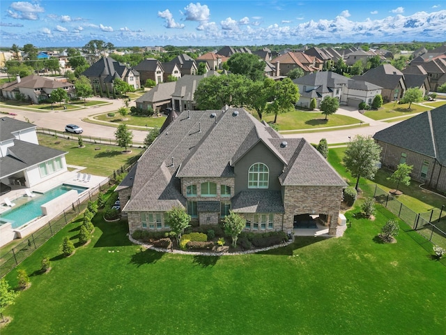 bird's eye view with a residential view