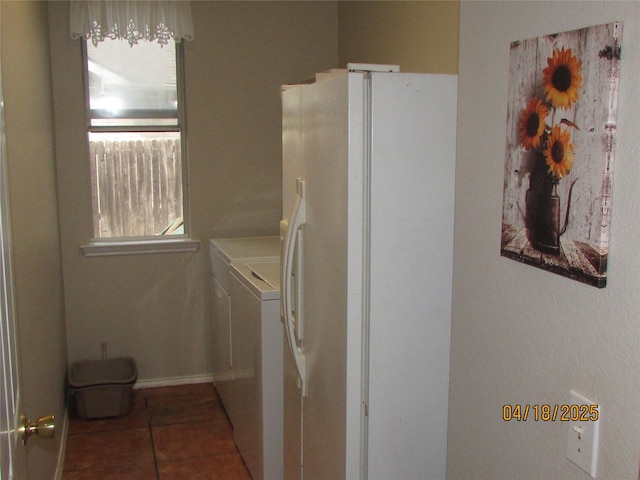 2709 Lakeside Dr, Burleson, TX 76028 - washroom with washing machine and dryer, tile patterned floors, and laundry area
