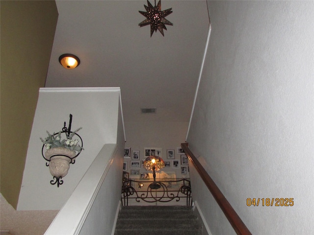 2709 Lakeside Dr, Burleson, TX 76028 - staircase featuring visible vents