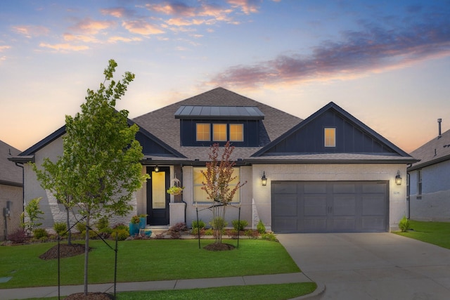 1236 Monterra Way, Fate, TX 75087 - view of front of property with concrete driveway, a shingled roof, a lawn, and an attached garage