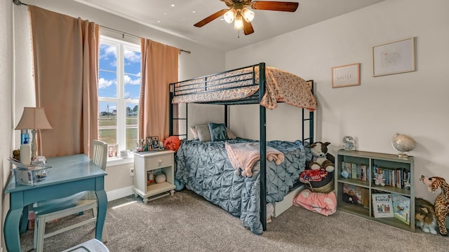 201 Dover Ct, Weatherford, TX 76087 - carpeted bedroom with ceiling fan, baseboards, and multiple windows