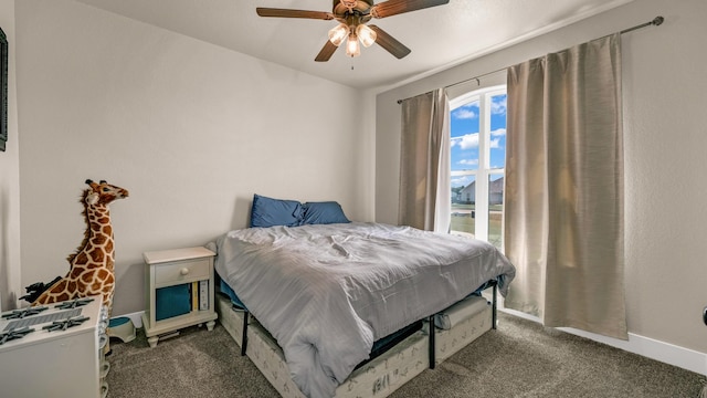 201 Dover Ct, Weatherford, TX 76087 - carpeted bedroom with a ceiling fan and baseboards