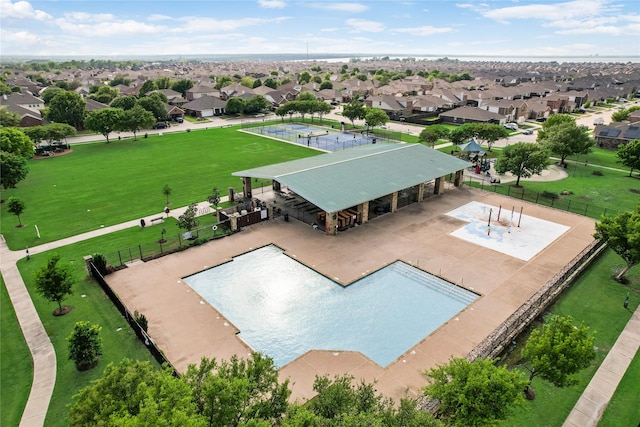 drone / aerial view with a residential view