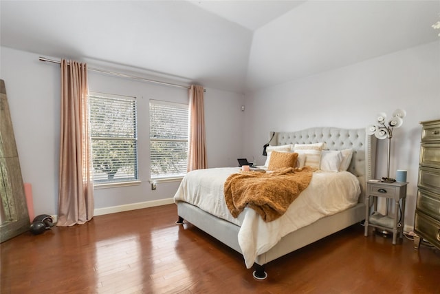 2409 Eisenhower Dr, Mckinney, TX 75071 - bedroom featuring baseboards, lofted ceiling, and wood finished floors