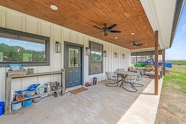 view of patio / terrace with a ceiling fan