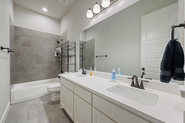 351 Evening Fire Dr, Waxahachie, TX 75167 - bathroom with toilet, visible vents, a sink, and double vanity