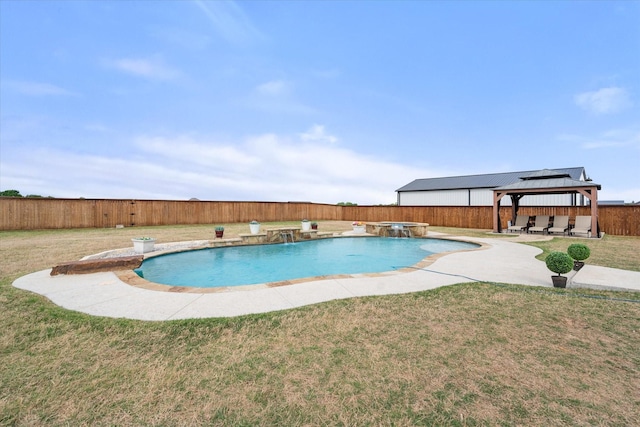 351 Evening Fire Dr, Waxahachie, TX 75167 - view of pool featuring a fenced backyard, a gazebo, a yard, and a fenced in pool