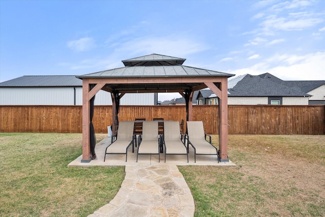 351 Evening Fire Dr, Waxahachie, TX 75167 - view of yard featuring a fenced backyard, a gazebo, and a patio