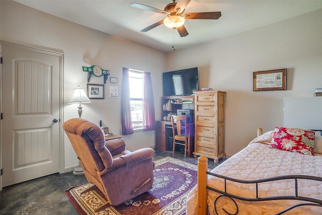 bedroom with concrete flooring