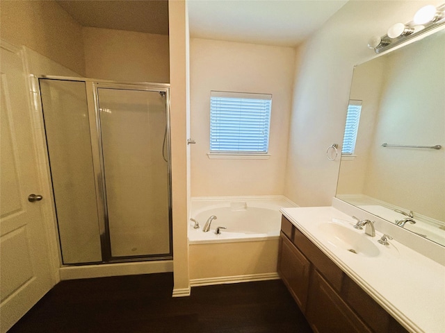 4303 Grassy Glen Dr, Corinth, TX 76208 - full bath featuring vanity, a stall shower, and a garden tub