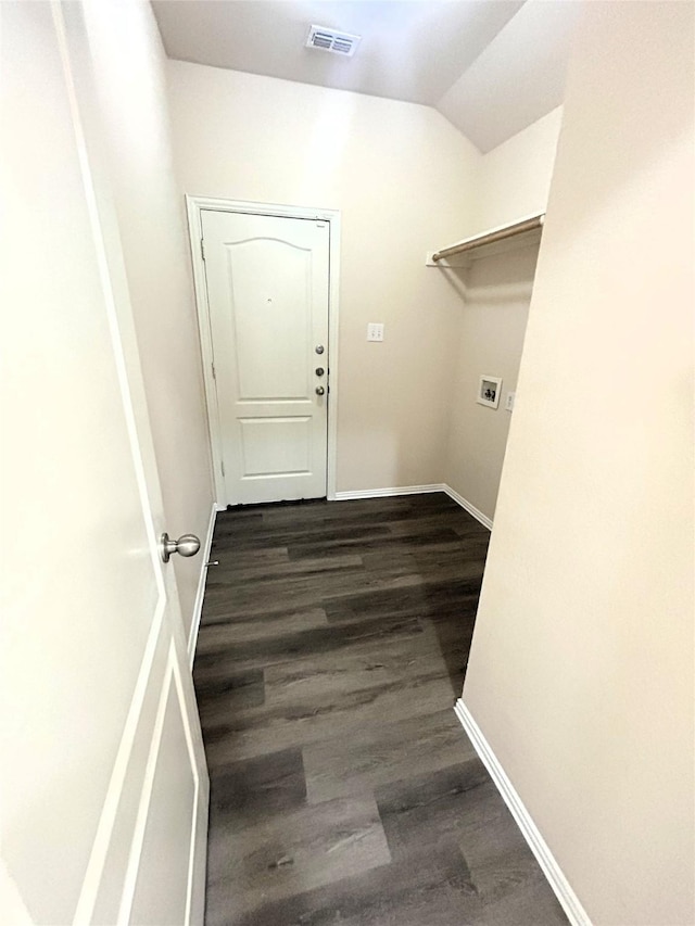 4303 Grassy Glen Dr, Corinth, TX 76208 - washroom with dark wood-type flooring, washer hookup, and baseboards